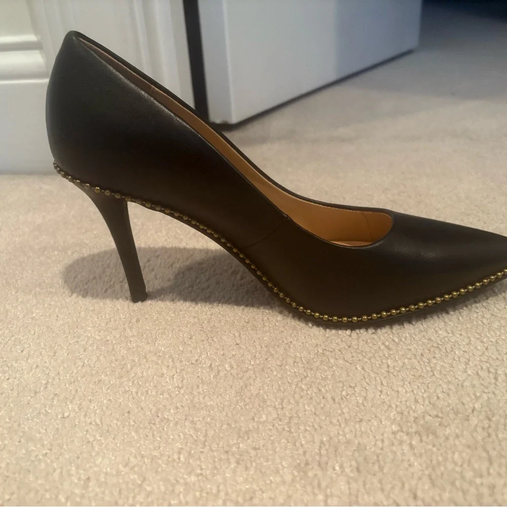 Coach Black Heels with Gold Trim - Picture 6 of 6